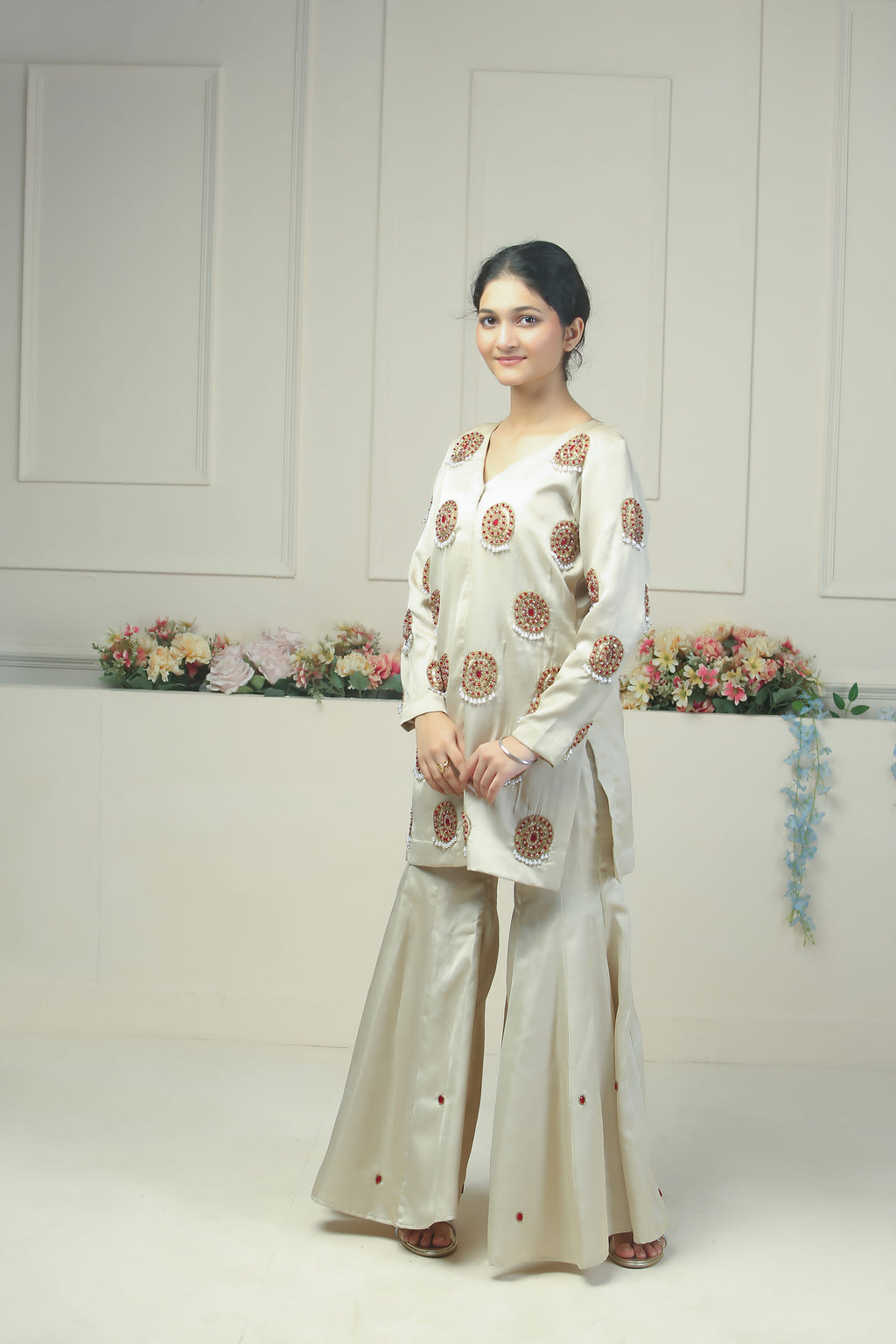 Ivory Sharara Set - 10006