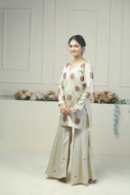 Ivory Sharara Set - 10006