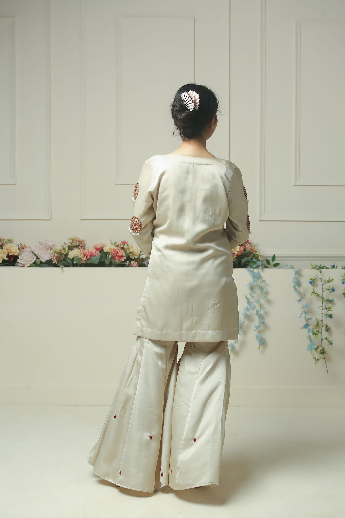 Ivory Sharara Set - 10006