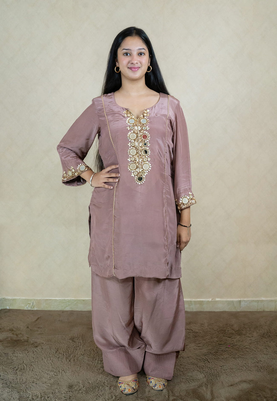 Farshi salwar set made from crepe fabric - 10041