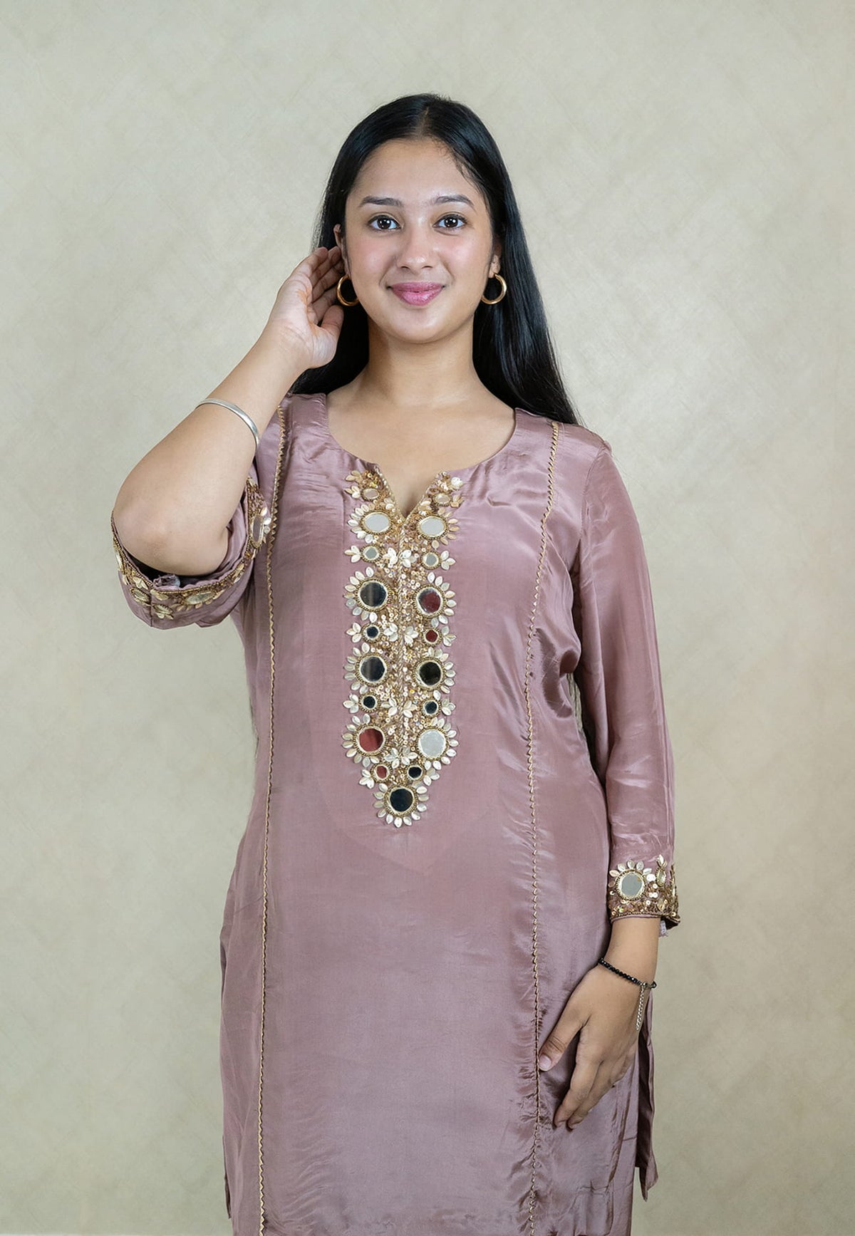 Farshi salwar set made from crepe fabric - 10041